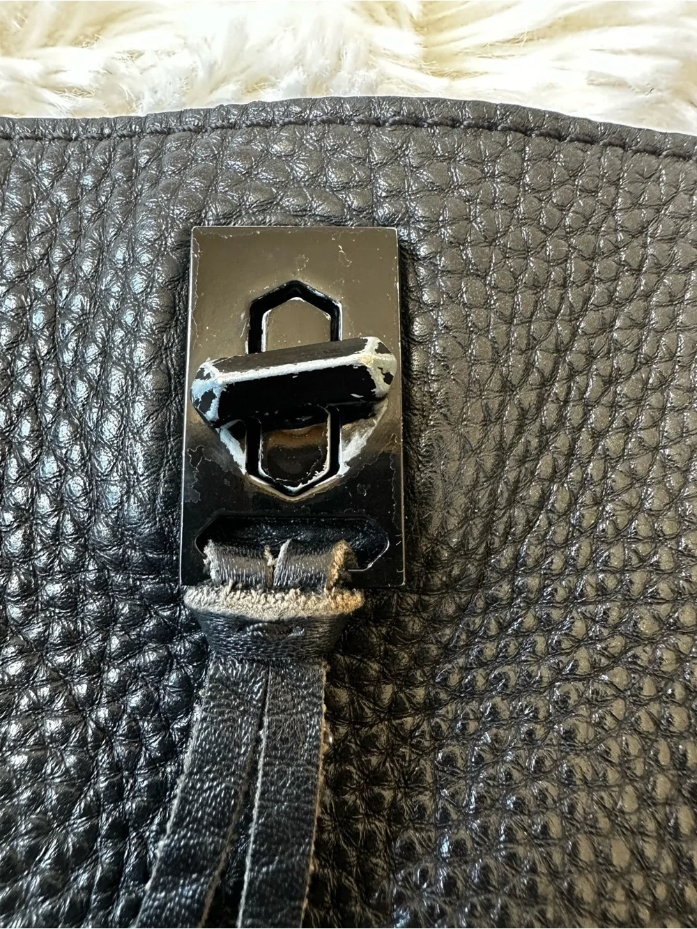REBECCA MINKOFF Darren Black Pebbled Leather Shoulder Bag Gunmetal Hardware